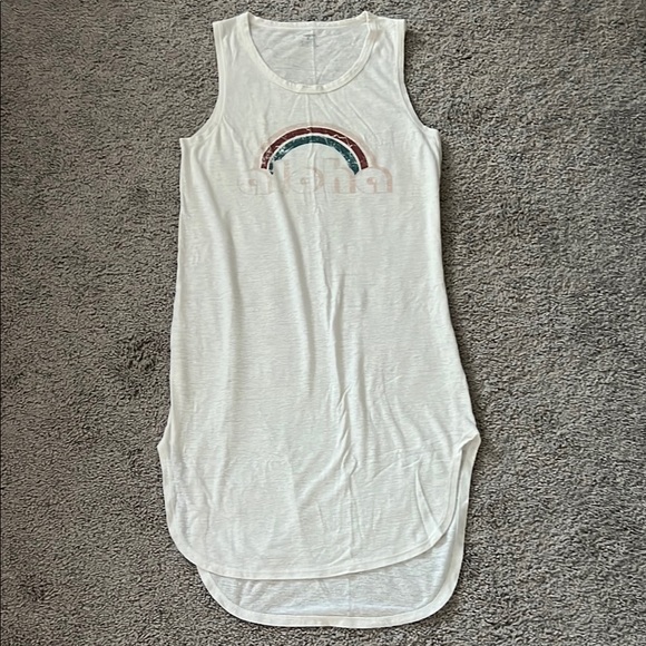 EUC Aerie Off White Sleeveless T-shirt Dress with Rainbow Graphic Small - Picture 3 of 9